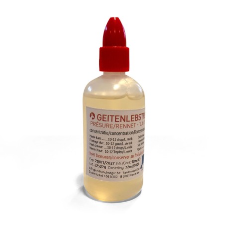 Lebstremsel van geit. In handige druppelflacon van 50ml.